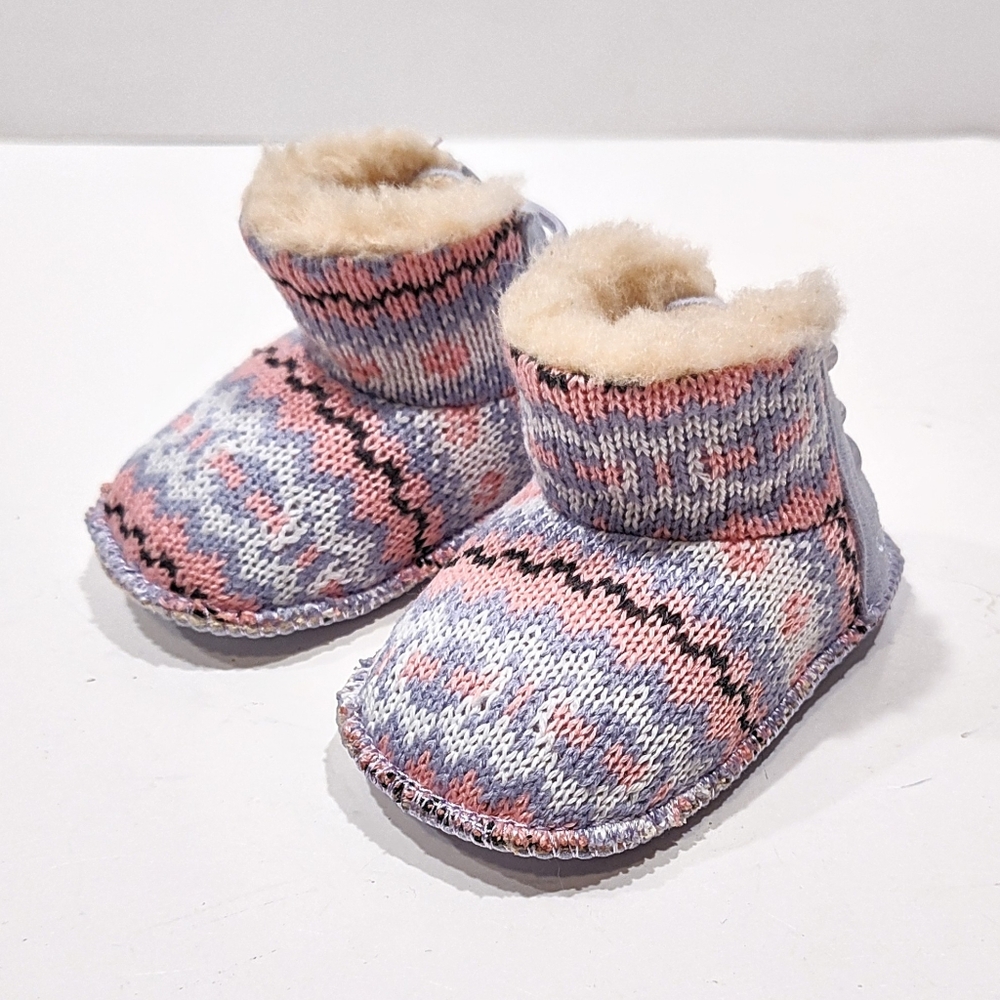 Bearpaw Kaylee Baby Girl Pink Knit Bootie US Sz Infant UK 4 EU 20 Metal Gift Box